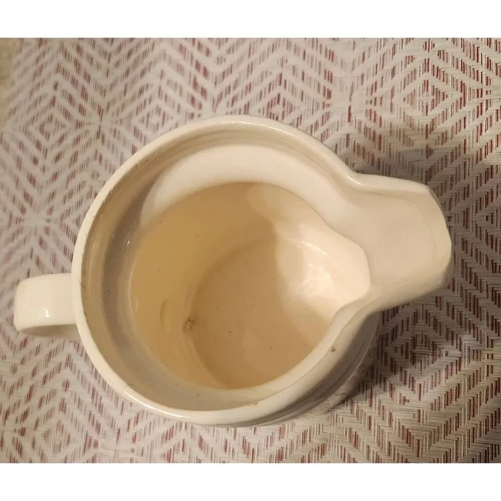 SL Vintage Small Ceramic Stoneware pitcher, Creamer w Yellow & orange floral